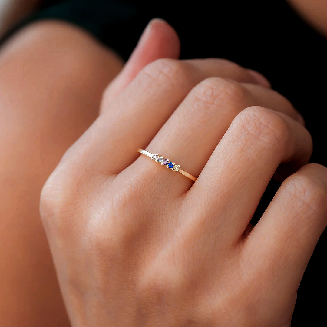 Personalized Dainty Birthstones Ring
