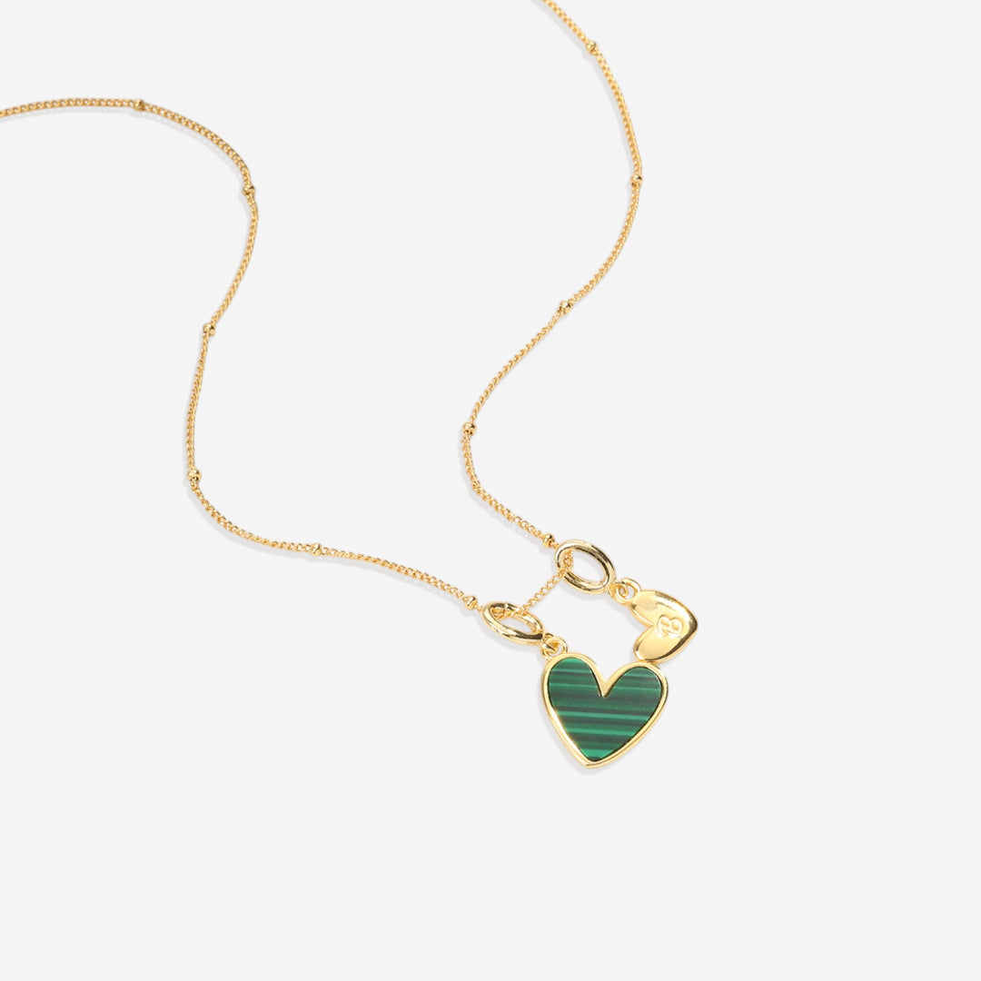 Malachite Initial Heart Necklace