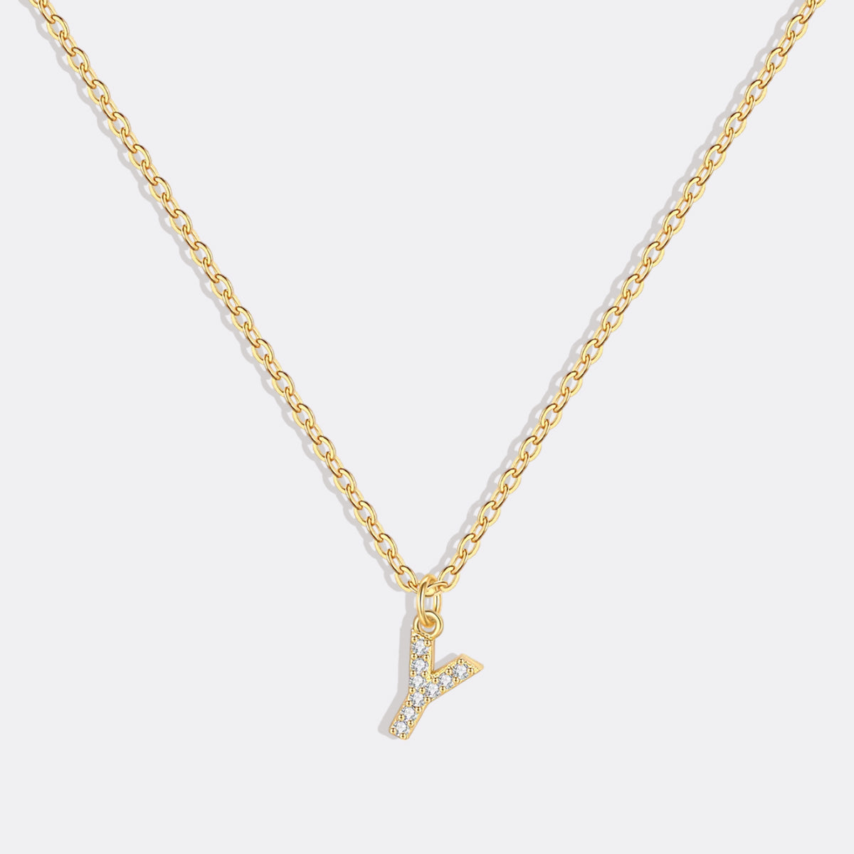Gold Vermeil Pavé Uppercase Initial Necklace