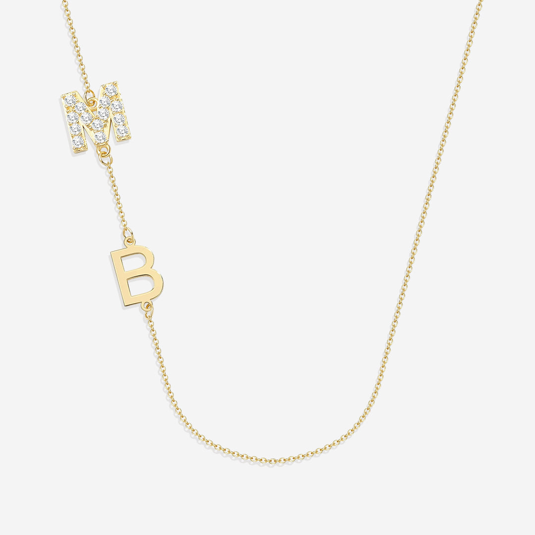 Custom Diamond & Gold 2 Initial Necklace