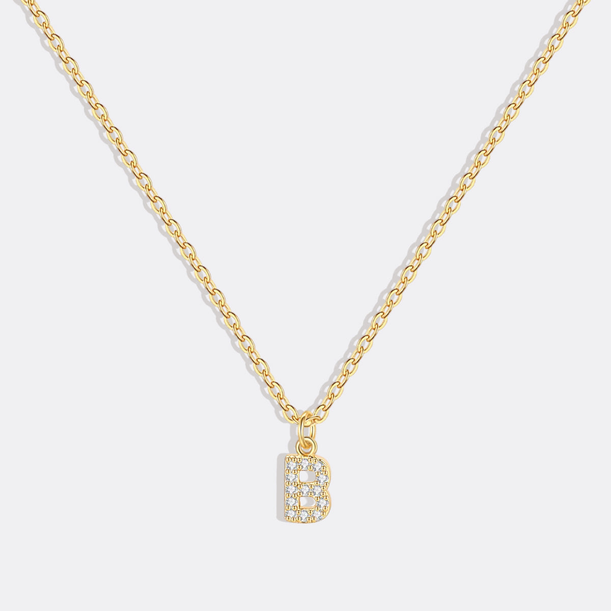 Gold Vermeil Pavé Uppercase Initial Necklace