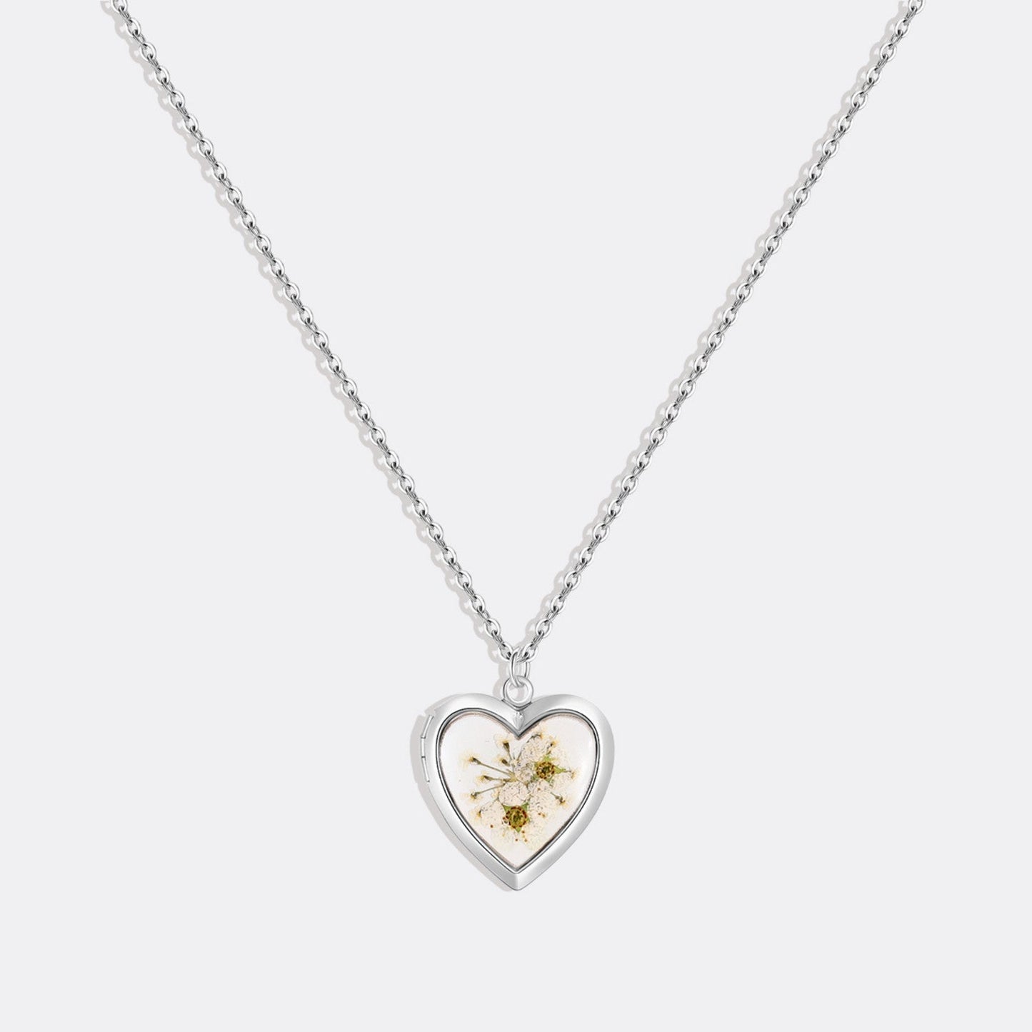 Handmade Pressed Flower Photo Heart Locket