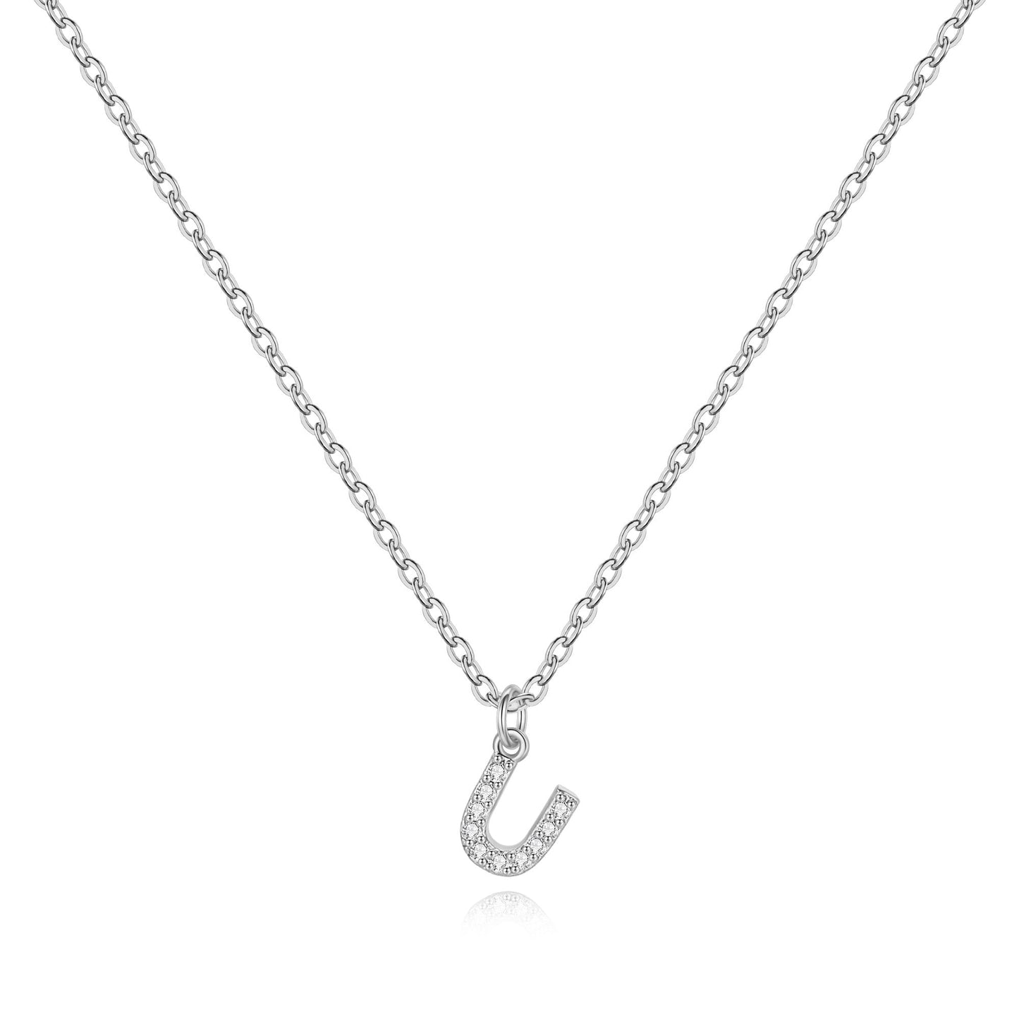 Sterling Silver Pavé Uppercase Initial Necklace