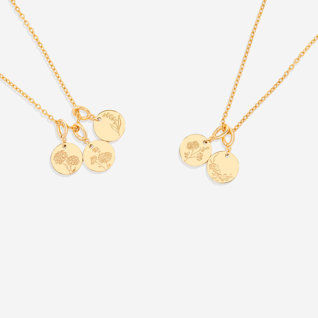 Collier empilable à breloques fleur de naissance