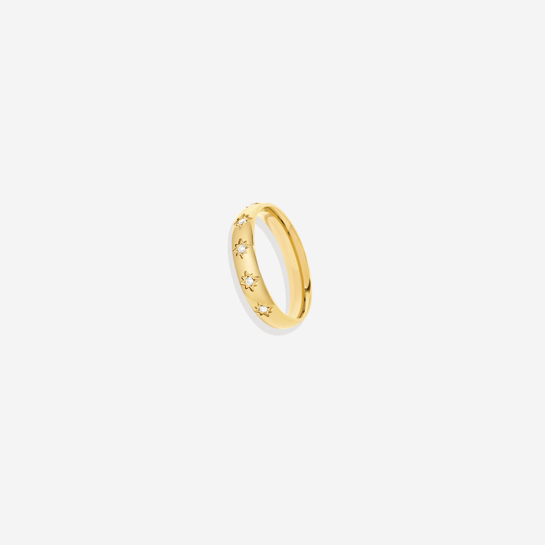 Bague empilable sertie d'étoiles