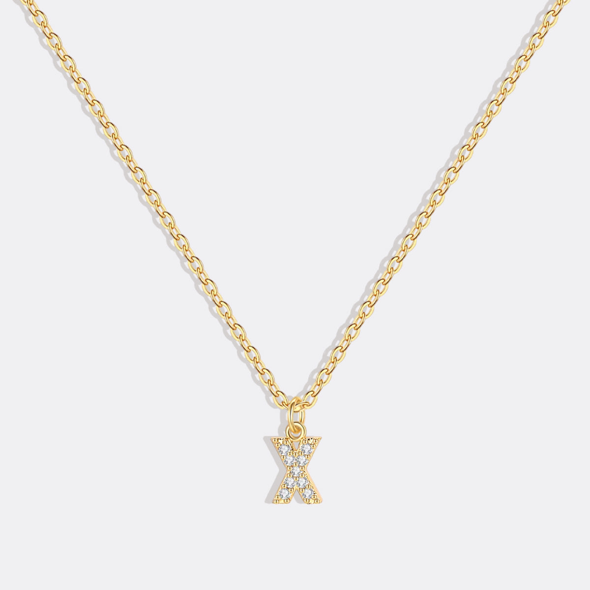 Gold Vermeil Pavé Uppercase Initial Necklace