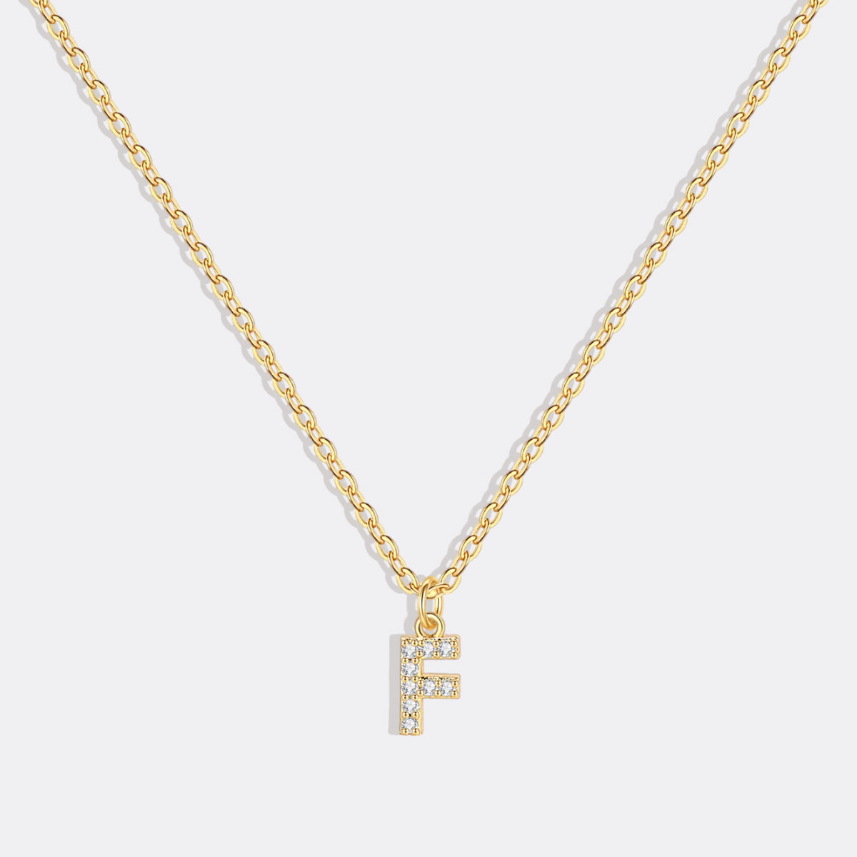 Gold Vermeil Pavé Uppercase Initial Necklace