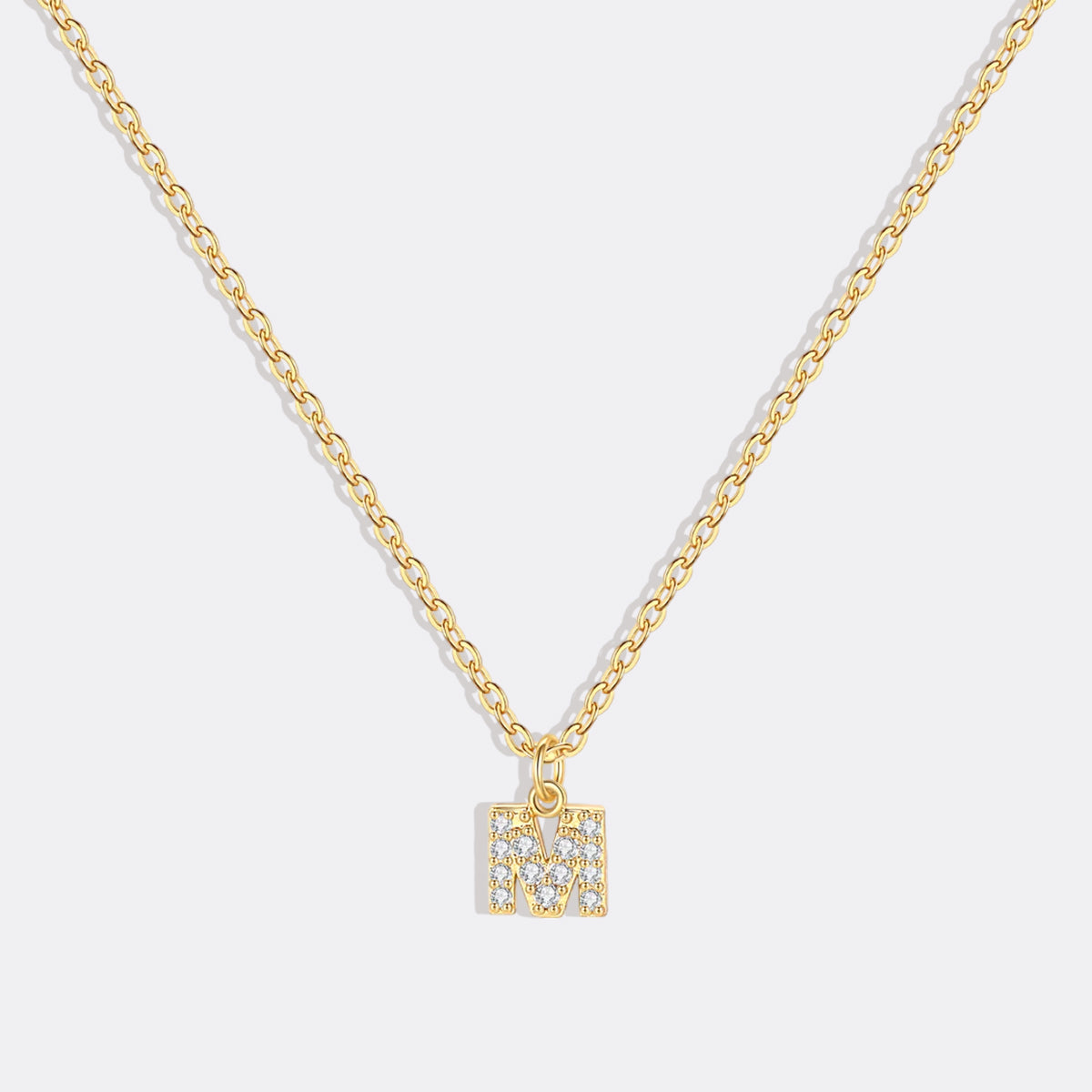 Gold Vermeil Pavé Uppercase Initial Necklace