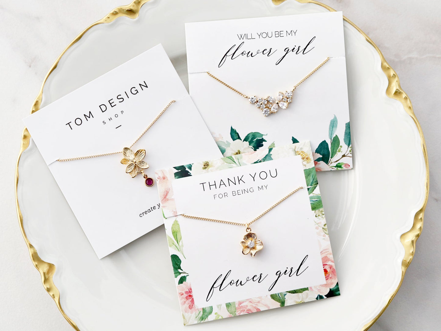 Collier Fleur + Pierre de Naissance pour Enfant