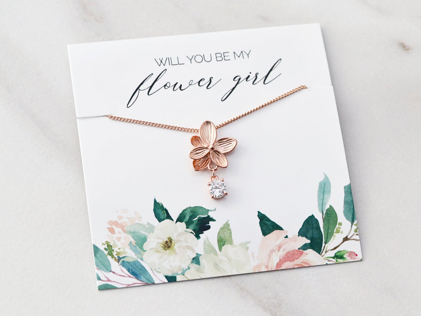 Collier Fleur + Pierre de Naissance pour Enfant