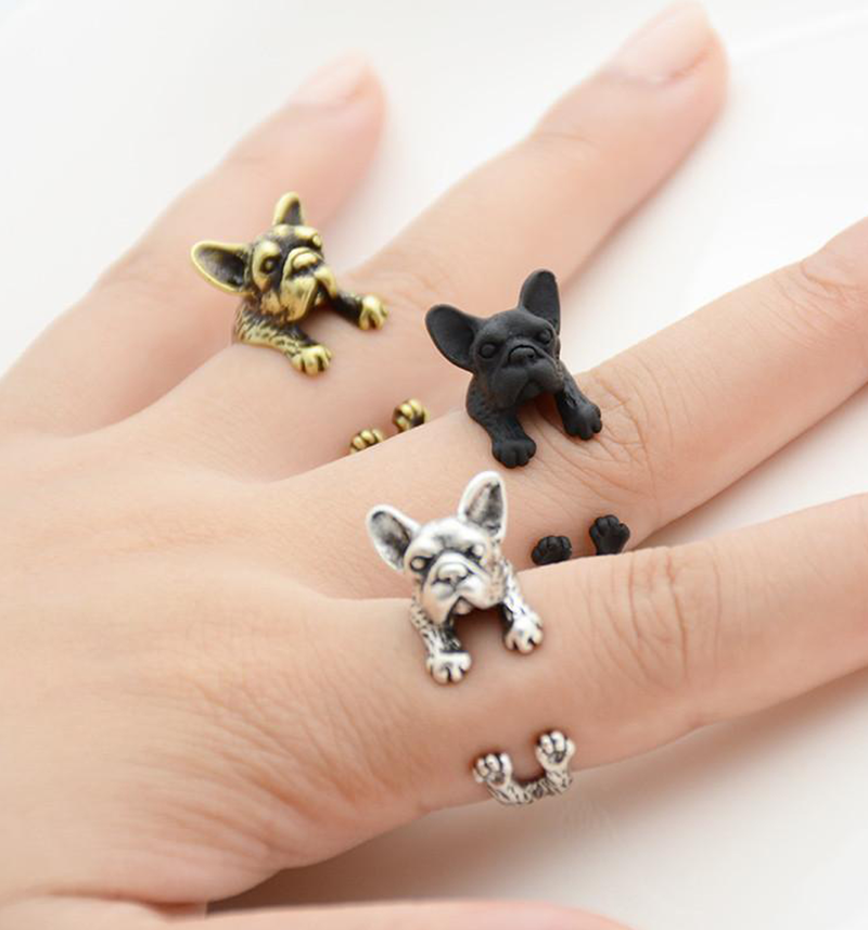 Bague enroulée bouledogue français