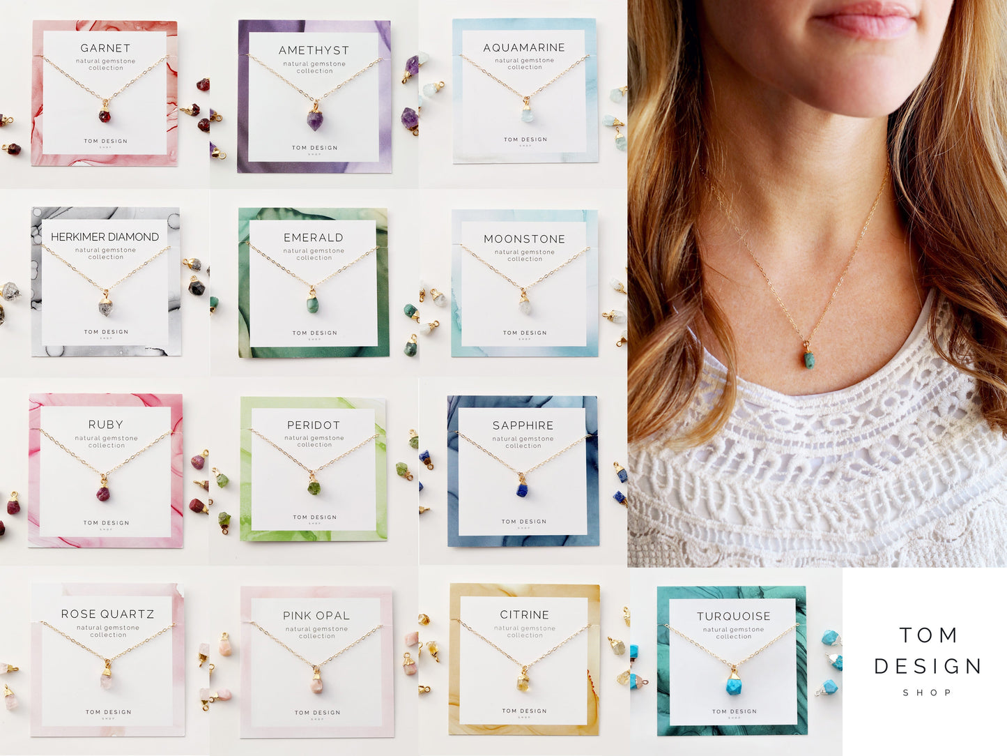 Gemstone Drop Necklace