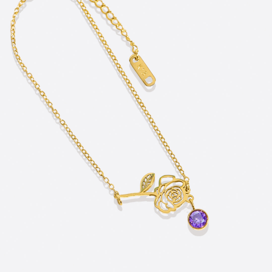 Bracelet délicat avec fleur de naissance et breloque pierre de naissance