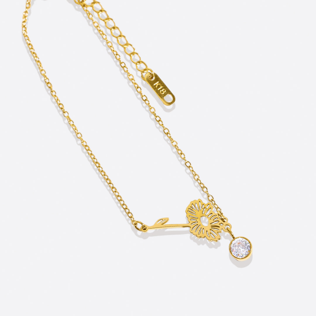 Bracelet délicat avec fleur de naissance et breloque pierre de naissance