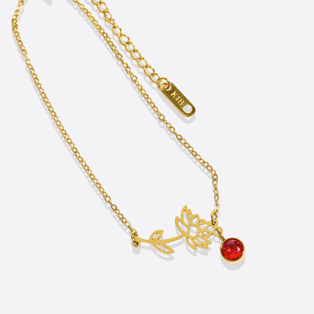 Bracelet délicat avec fleur de naissance et breloque pierre de naissance