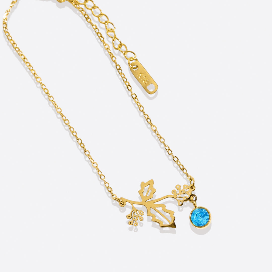 Bracelet délicat avec fleur de naissance et breloque pierre de naissance