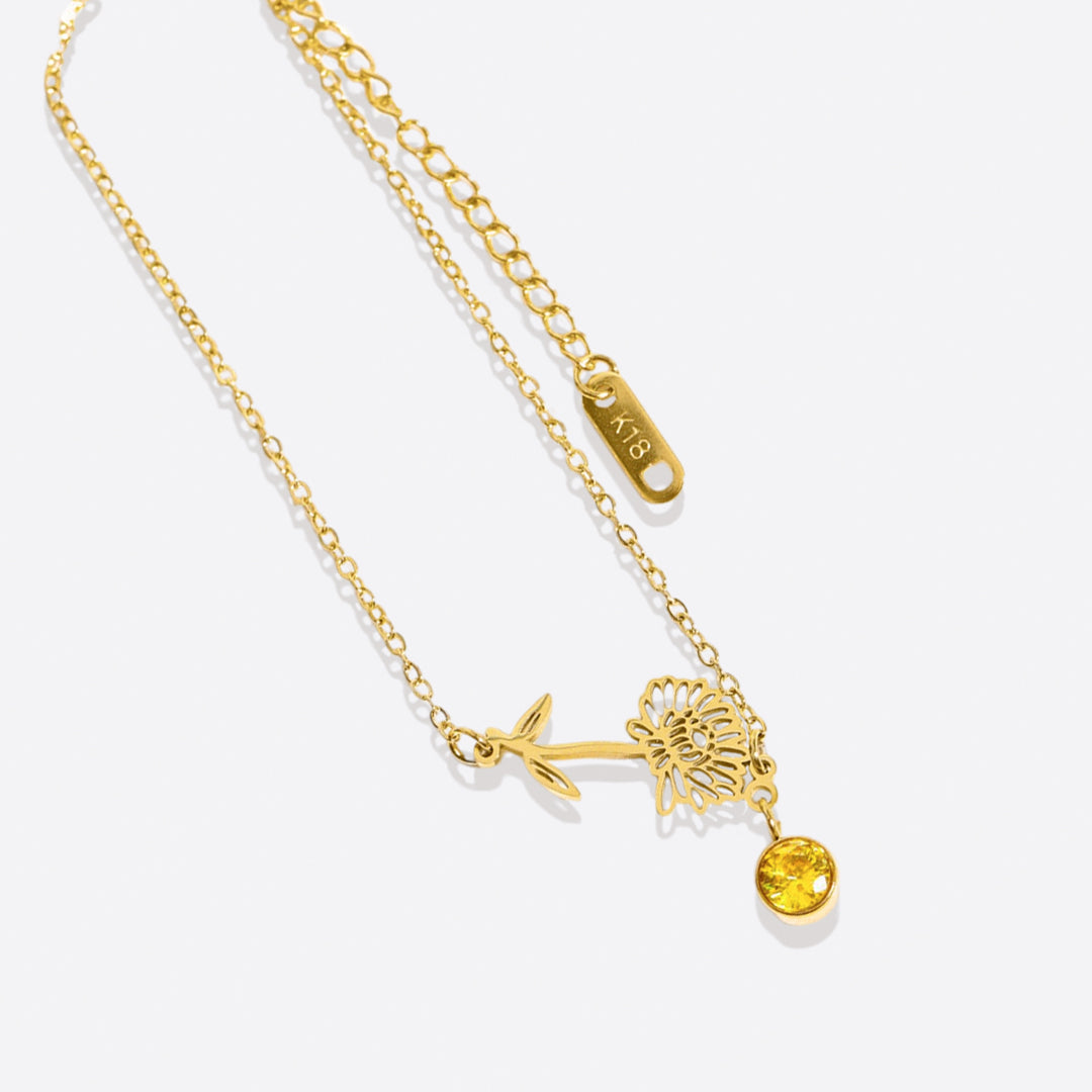 Bracelet délicat avec fleur de naissance et breloque pierre de naissance