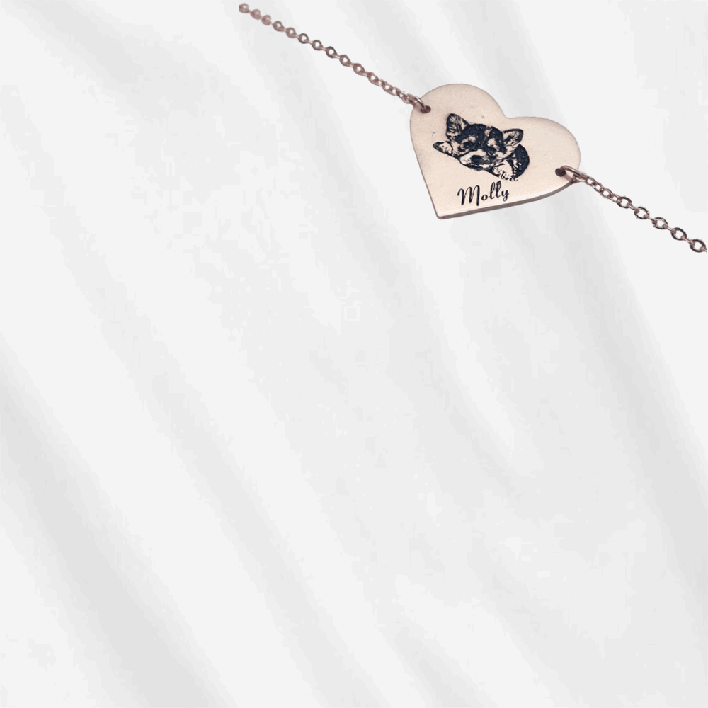 Collier pendentif cœur gravé photo personnalisé en argent sterling