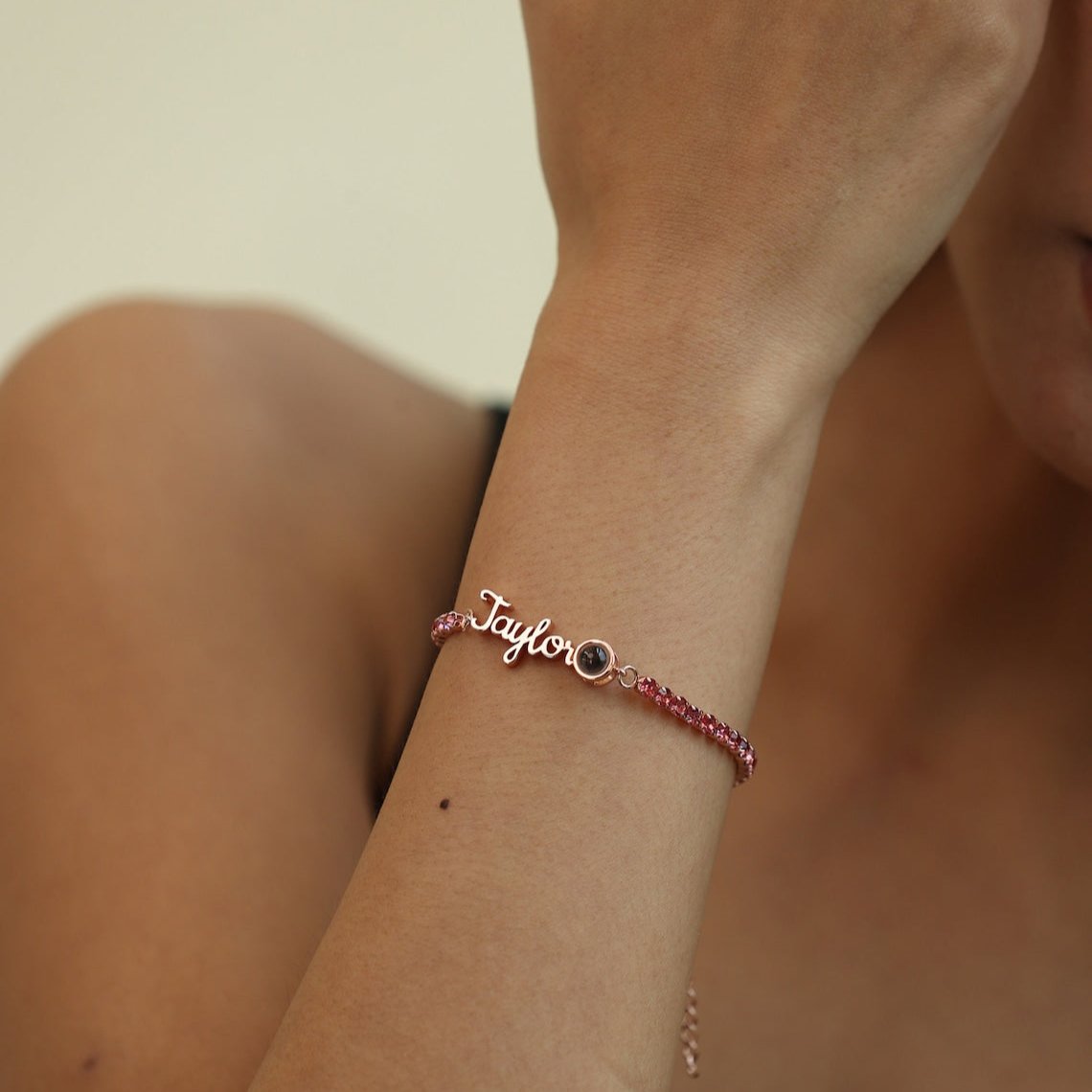 Bracelet de tennis avec nom et photo