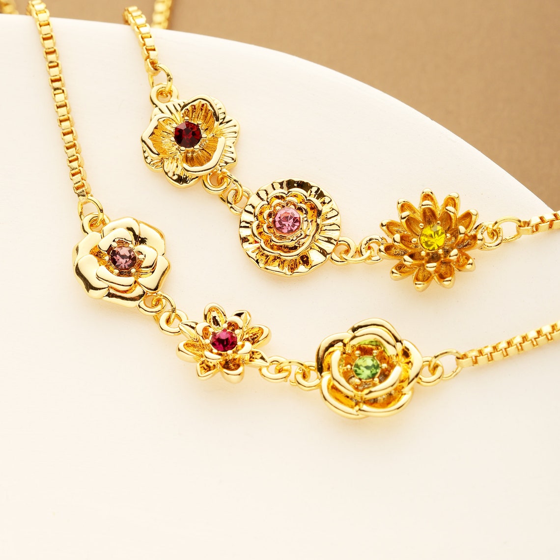 Personalized 1-8 Birth Flowers Bracelet