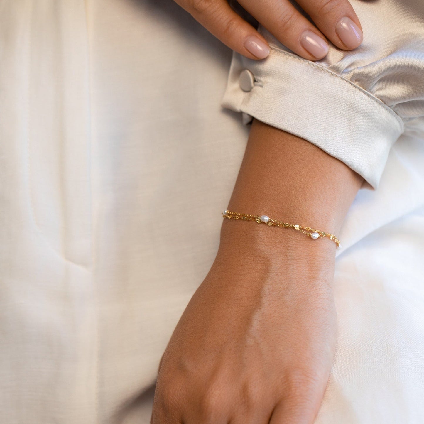 Wickelarmband mit Magnolienperlen