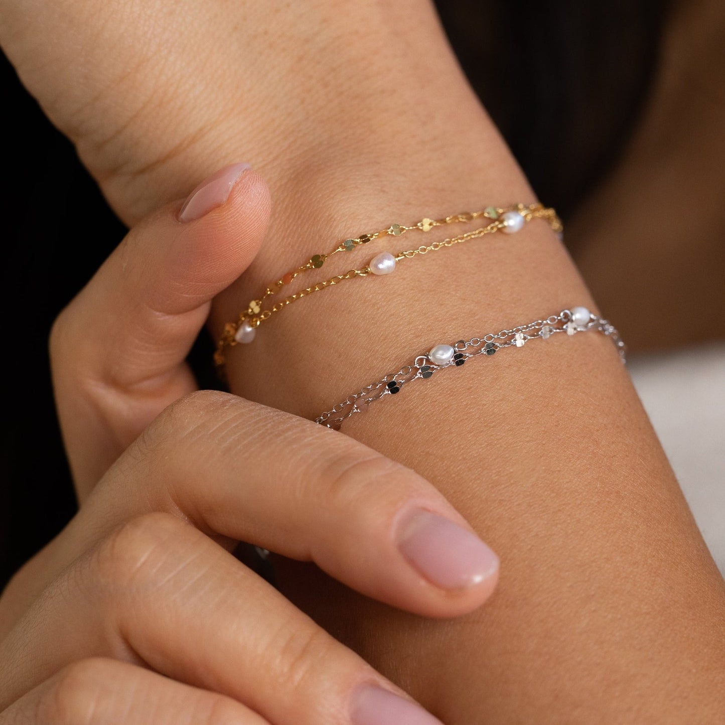 Wickelarmband mit Magnolienperlen