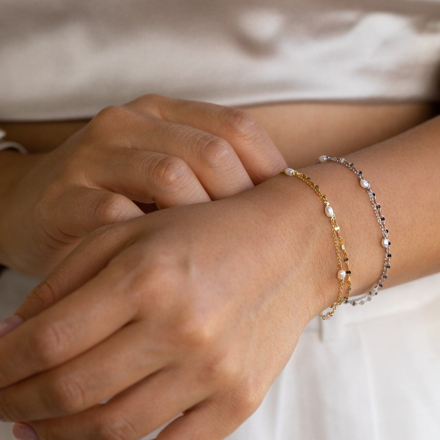 Wickelarmband mit Magnolienperlen