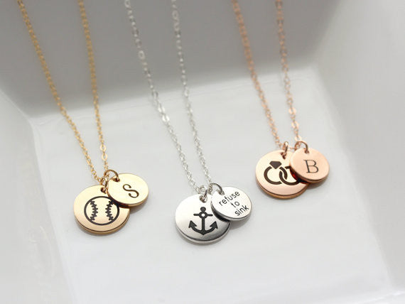 Collier disque gravé 1/2" + 3/8"