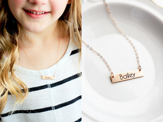 Collier symbole gravé pour enfant | Barre épaisse