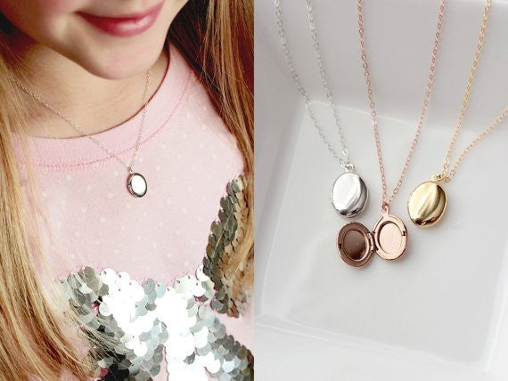 Children's Solid Lockets | Heart, Circle, Oval