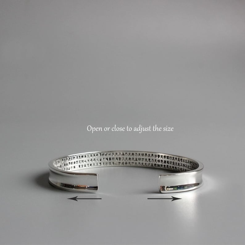 Das Herz-Sutra-Armband, tibetisches Silber, Armreif, Meditation, buddhistisches Armband