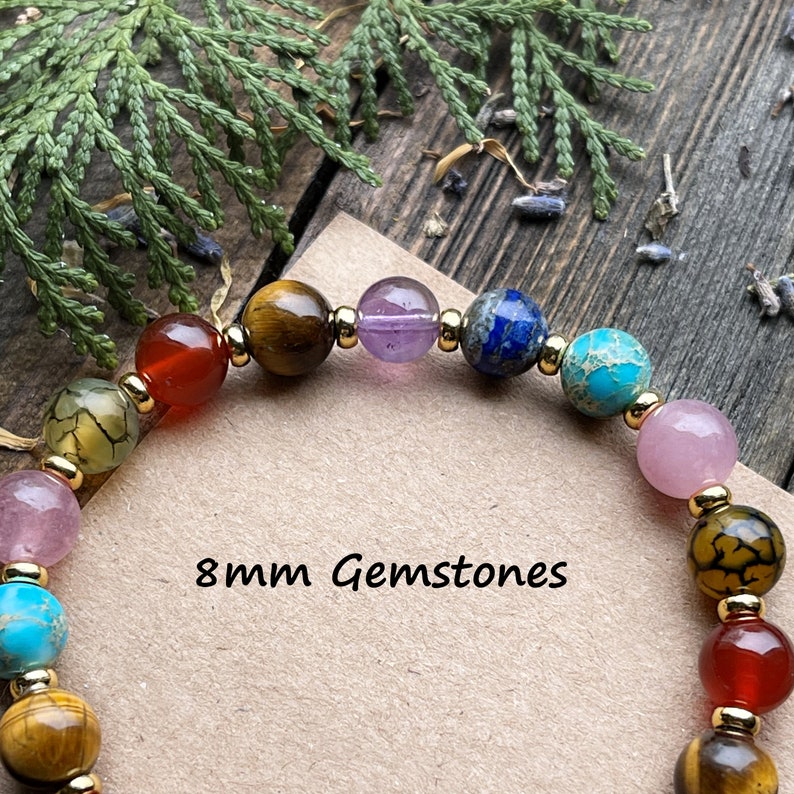 Seven Chakra Stone Bracelet Multi Gemstone Crystal Energy Bracelet 8mm