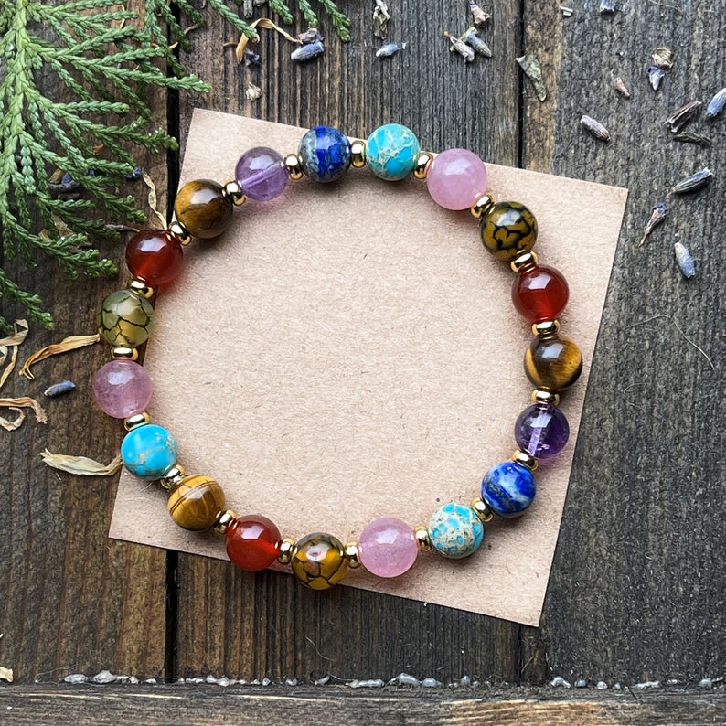 Seven Chakra Stone Bracelet Multi Gemstone Crystal Energy Bracelet 8mm