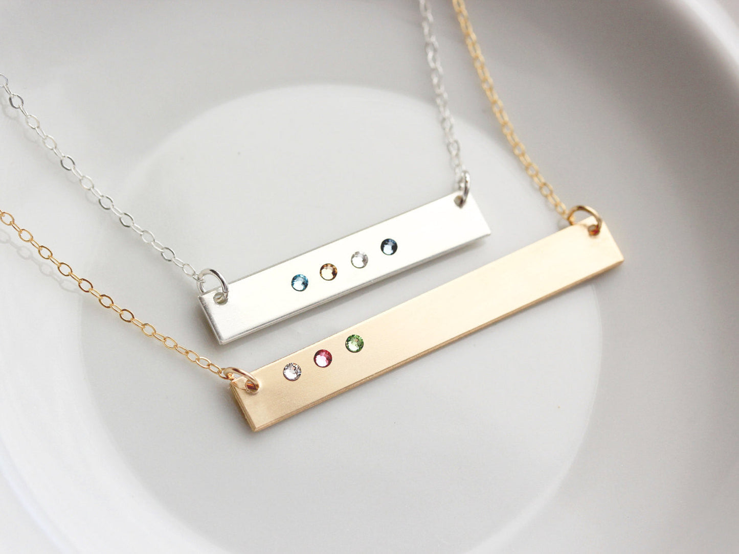 Collier avec pierre de naissance | Barre épaisse ou fine