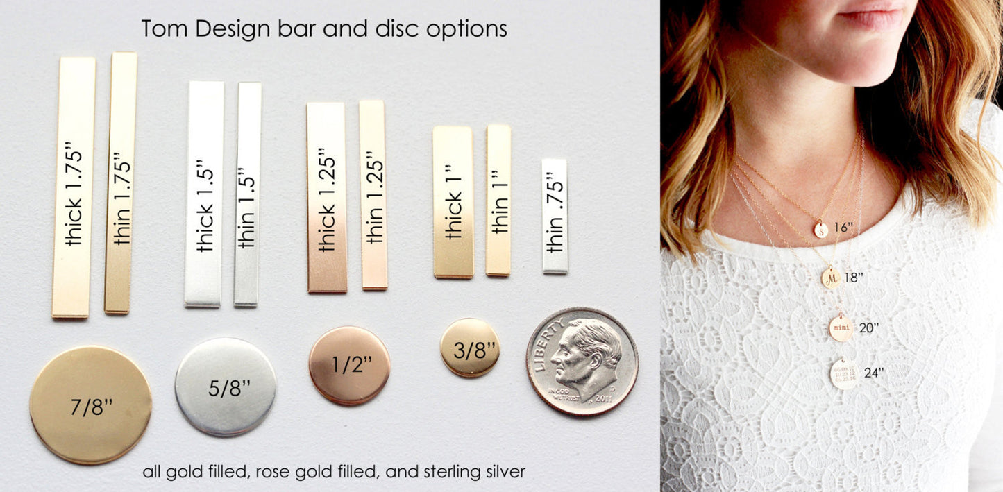 Collier disque gravé 5/8" + 3/8"