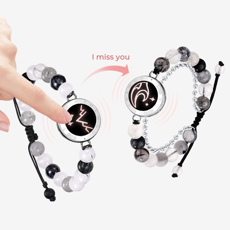 Bracelets Mountain&Sea Touch avec perles de quartz rutile noir