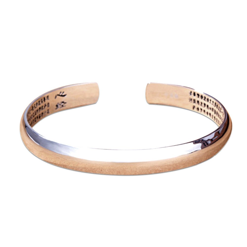 Inner Heart Sutra Mantra 925 Silver Open Bangle