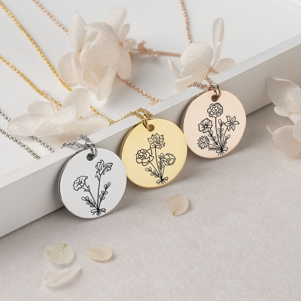 Collier bouquet de 2 à 5 fleurs de naissance