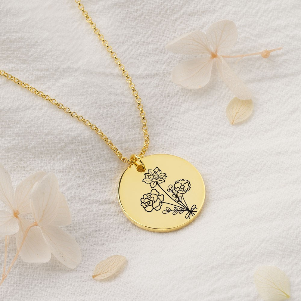 Collier bouquet de 2 à 5 fleurs de naissance