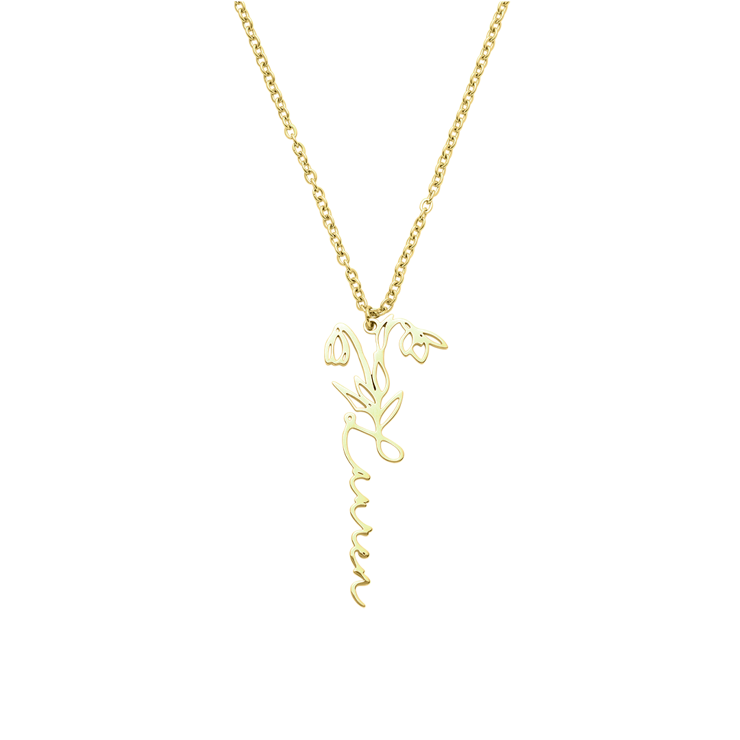 Collier avec nom de fleur de naissance