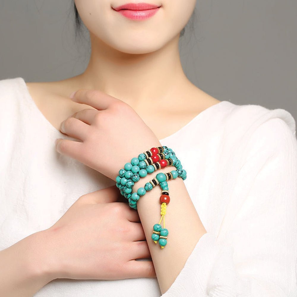 Collier de guérison multicouche en turquoise