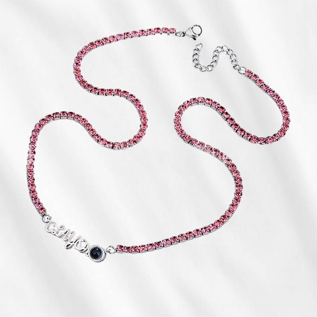 Projection Necklace with Custom Name Zirconia Stones Tennis Chain