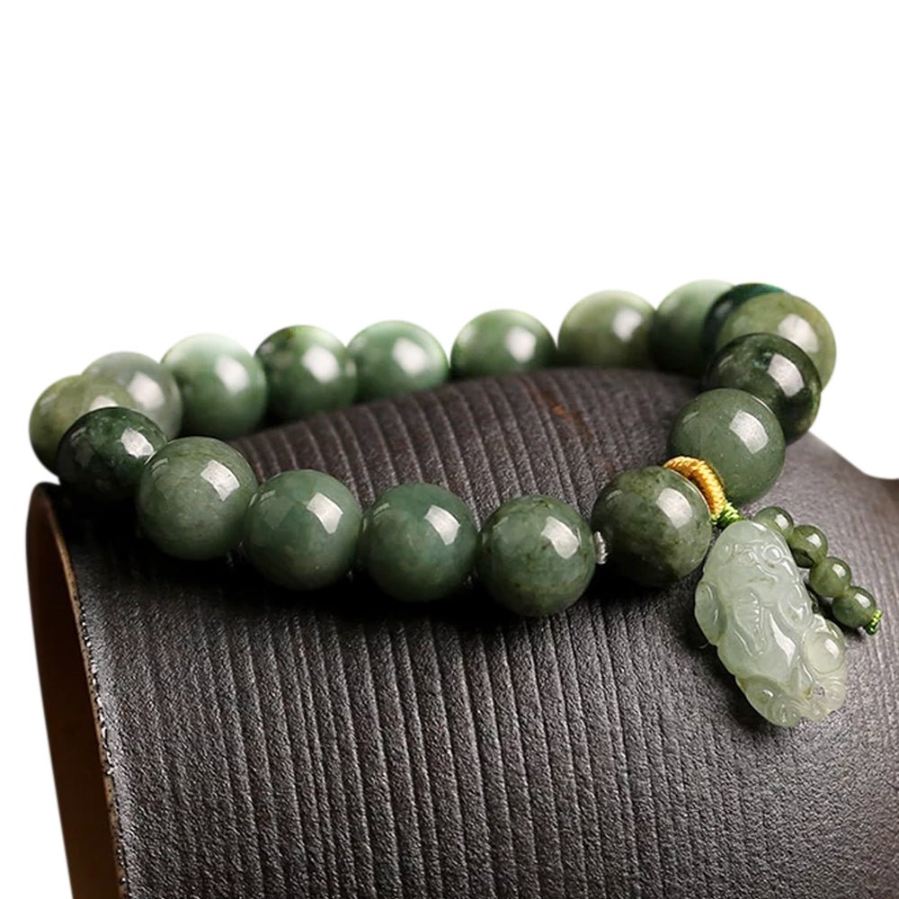Natural Green Jade Fortune Pixiu Bracelet