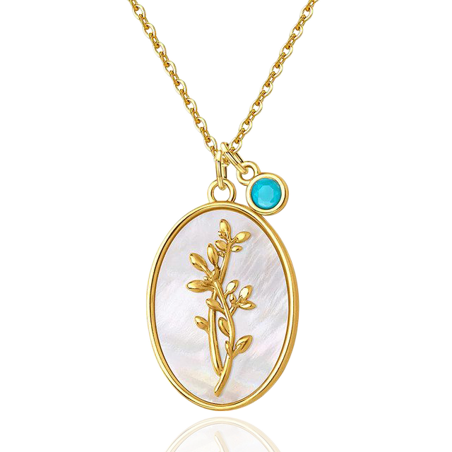 Collier avec pendentif en forme de fleur de naissance et perles
