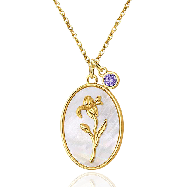 Collier avec pendentif en forme de fleur de naissance et perles