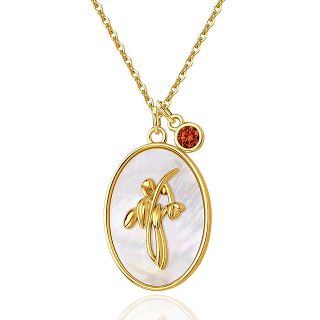 Collier avec pendentif en forme de fleur de naissance et perles