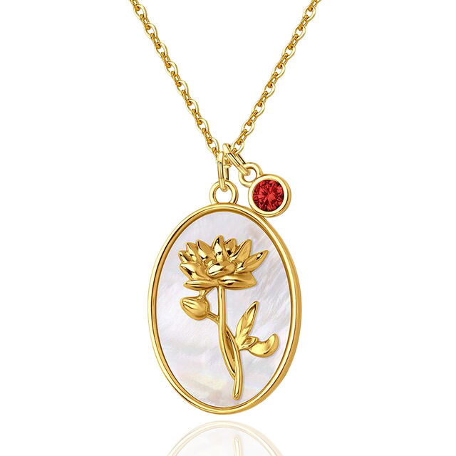 Collier avec pendentif en forme de fleur de naissance et perles