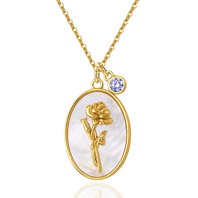 Collier avec pendentif en forme de fleur de naissance et perles