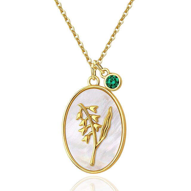 Collier avec pendentif en forme de fleur de naissance et perles