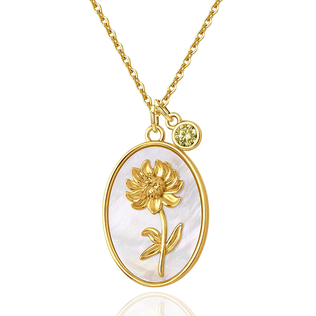 Collier avec pendentif en forme de fleur de naissance et perles